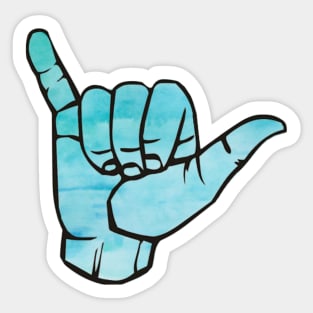 Blue Watercolor Hang Loose Sticker